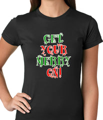 Get Your Merry On Christmas Ladies T-shirt