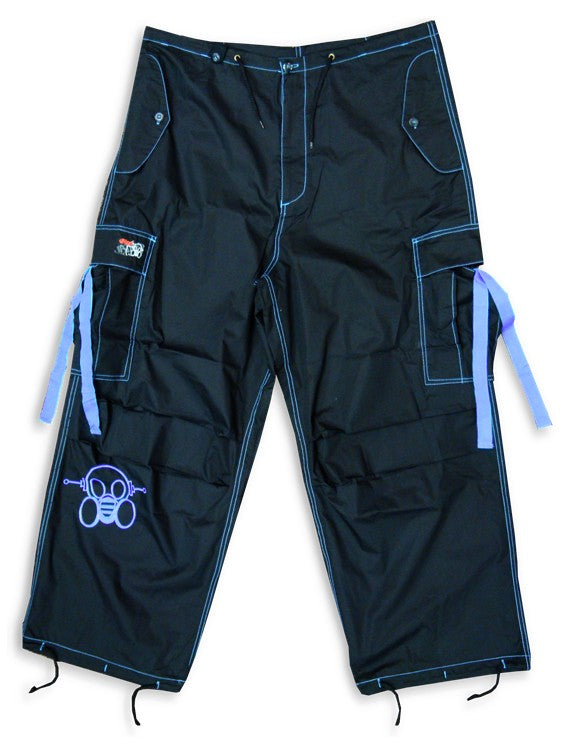 Ghast Cargo Drawstring Pants (Black/ Light blue)