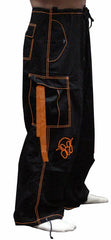 Ghast Contrast Stitch Cargo Raver Pants (Black / Orange)
