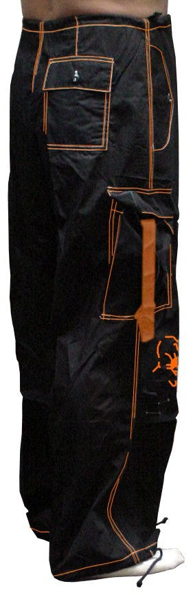 Ghast Contrast Stitch Cargo Raver Pants (Black / Orange)