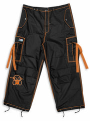 Ghast Contrast Stitch Cargo Raver Pants (Black / Orange)