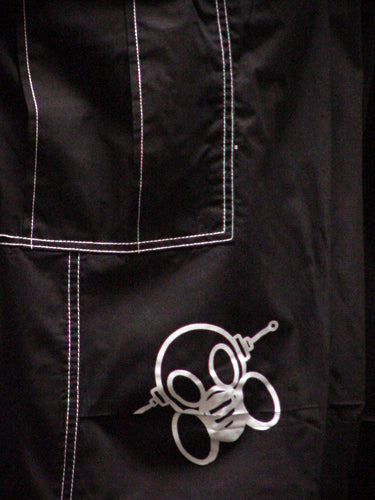 Ghast Contrast Stitch Cargo Raver Pants (Black/White)