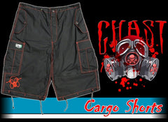 Ghast Contrast Stitch Cargo Shorts (Black/Red)