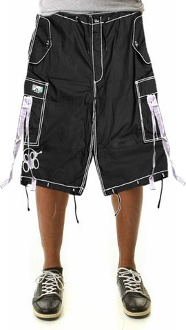 Ghast Contrast Stitch Cargo Shorts (Black/White)