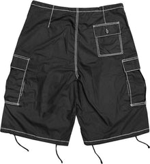 Ghast Contrast Stitch Cargo Shorts (5XS) (Black/White)