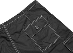 Ghast Contrast Stitch Cargo Shorts (5XS) (Black/White)