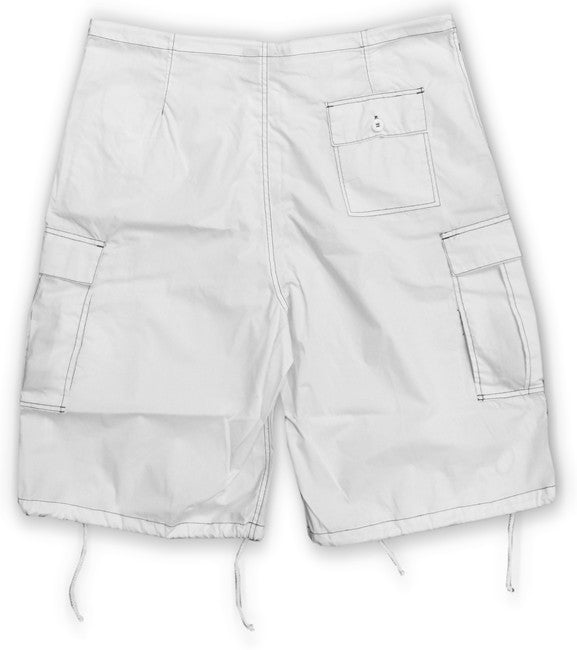 Ghast Contrast Stitch Cargo Shorts (White/Black)