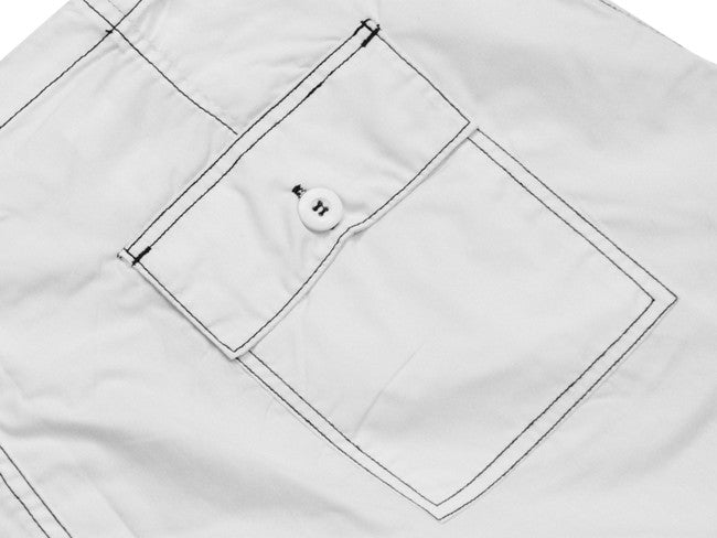Ghast Contrast Stitch Cargo Shorts (White/Black)