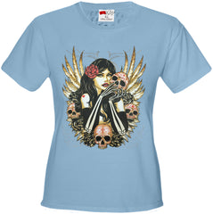Girl with Skulls and Feather Wings Girl's T-Shirt