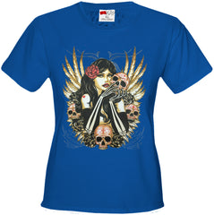 Girl with Skulls and Feather Wings Girl's T-Shirt