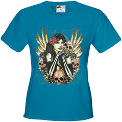 Girl with Skulls and Feather Wings Girl's T-Shirt