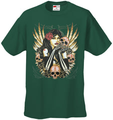 Girl with Skulls and Feather Wings Men's T-Shirt