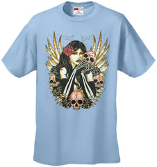 Girl with Skulls and Feather Wings Men's T-Shirt