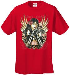Girl with Skulls and Feather Wings Men's T-Shirt
