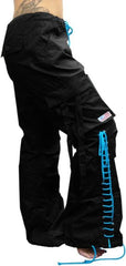 Girls Hipster Lace Up UFO Pants (Black / Turquoise)