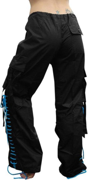 Girls Hipster Lace Up UFO Pants (Black/Turquoise) –