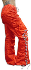 Girls Hipster Lace Up UFO Pants (Orange / Grey)