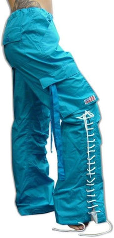 Girls Hipster Lace Up UFO Pants (Turquoise / White)