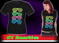 80's Style Sunglasses Black Light Responsive Girls T-Shirt