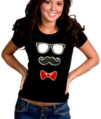 Glasses, Mustache, and Bow Tie Girl's T-Shirt
