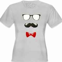 Glasses, Mustache, and Bow Tie Girl's T-Shirt
