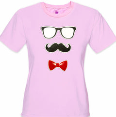 Glasses, Mustache, and Bow Tie Girl's T-Shirt