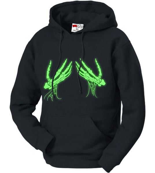 Glowing Groping Skeleton Hands Adult Hoodie –