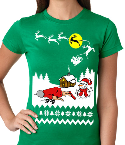 Grandma Got Run Over By A Reindeer - Ugly Christmas Ladies T-shirt
