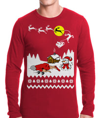Grandma Got Run Over By A Reindeer - Ugly Christmas Thermal Shirt