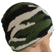 Green Camo Knit Beanie