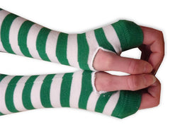 Green Striped Pair of Arm Warmers