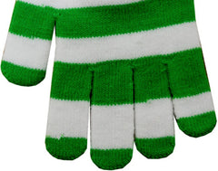 Green Striped Pair of Gloves