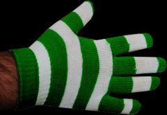 Green Striped Pair of Gloves