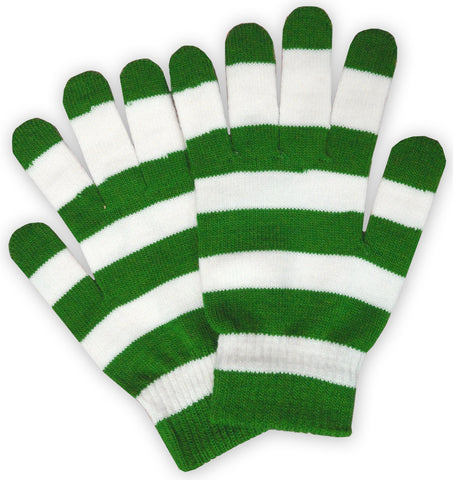 Green Striped Pair of Gloves