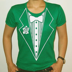 Green Tuxedo Shirt - Irish Green Mens Tuxedo T-Shirt
