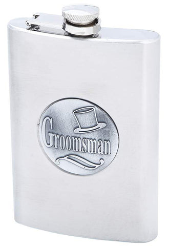 Groomsman Emblem 8oz Stainless Steel Flask