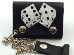 High Roller Embroidered Leather Chain Wallet