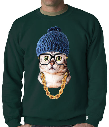 Hipster Kitten Adult Crewneck