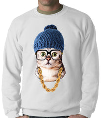 Hipster Kitten Adult Crewneck