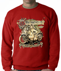 Hot Babes and Cold Beer Biker Adult Crewneck