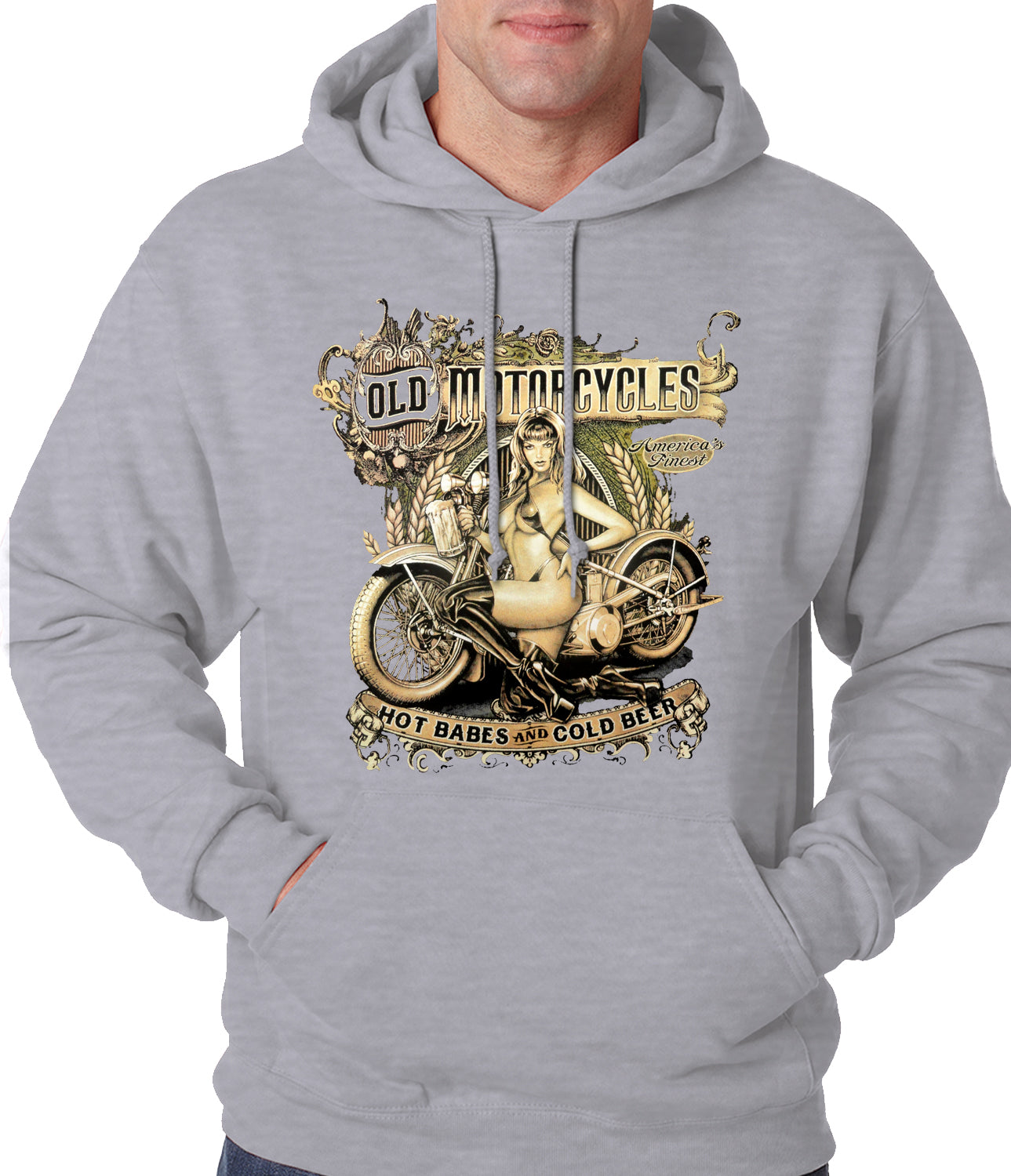 Hot Babes and Cold Beer Biker Adult Hoodie