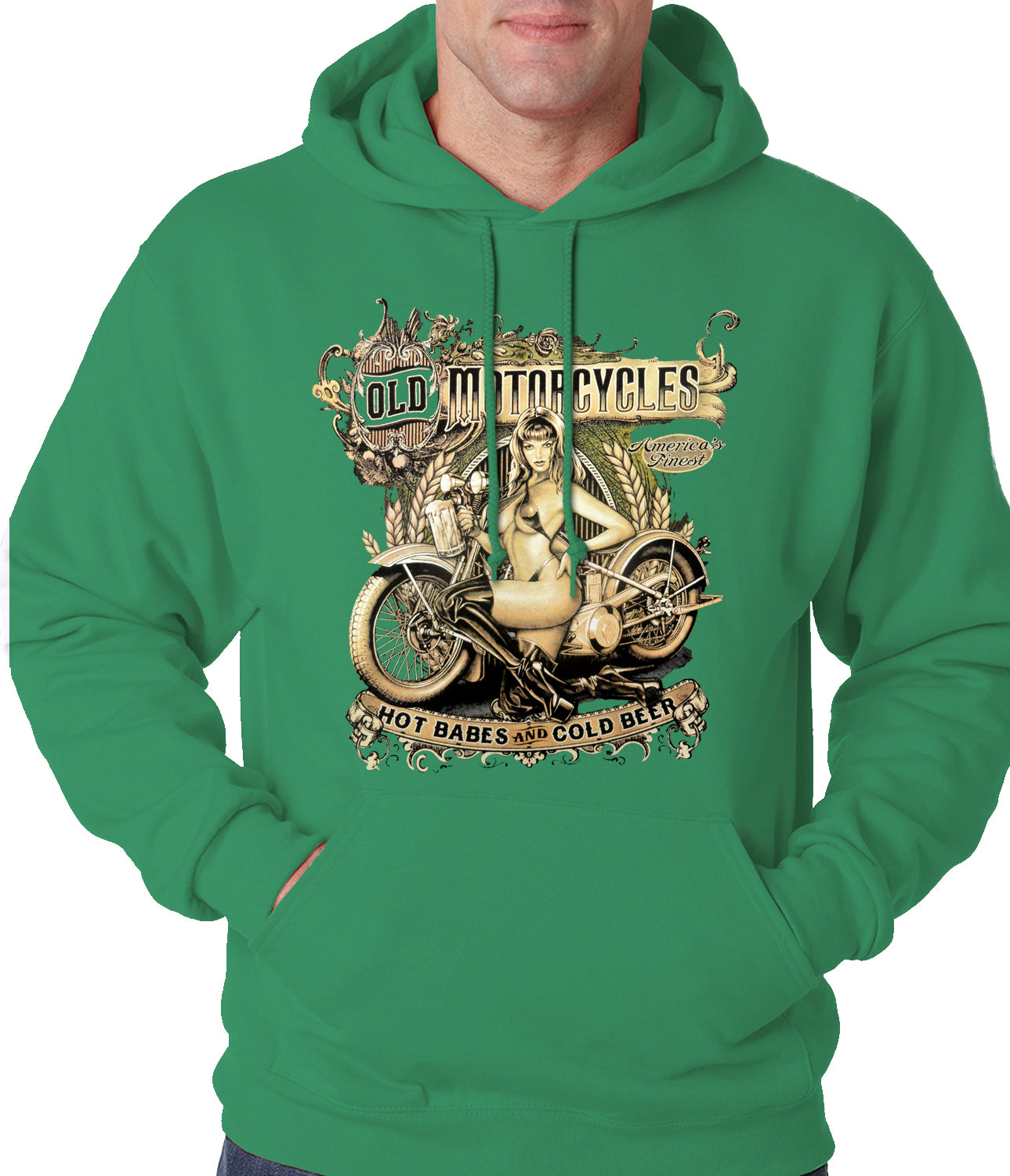 Hot Babes and Cold Beer Biker Adult Hoodie
