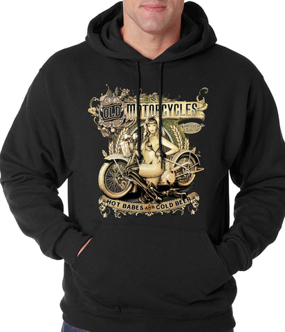 Hot Babes and Cold Beer Biker Adult Hoodie