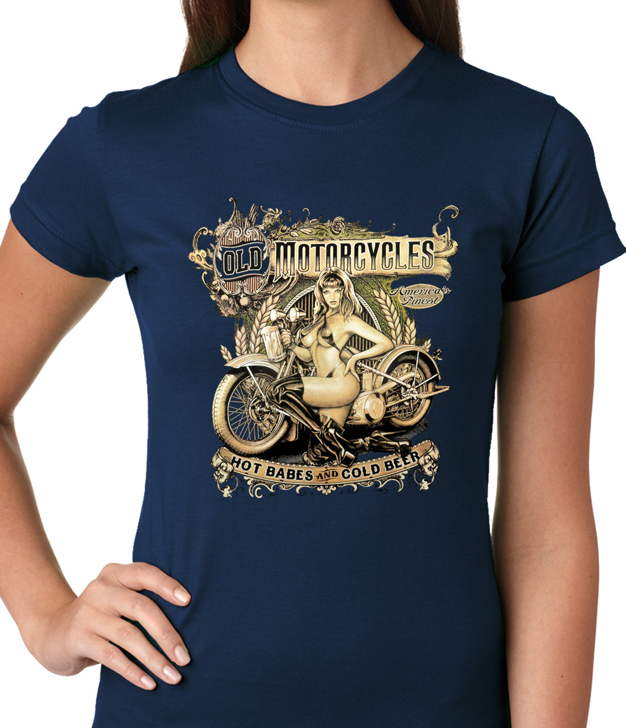 Hot Babes and Cold Beer Biker Ladies T shirt Bewild