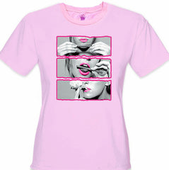 Hot Pink Sexy Girl Roll Lick Smoke Girl's T-Shirt