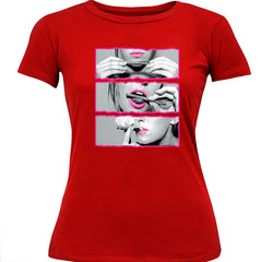 Hot Pink Sexy Girl Roll Lick Smoke Girl's T-Shirt
