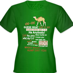 Hump Day Camel Girl's T-Shirt (Brown & White Print)
