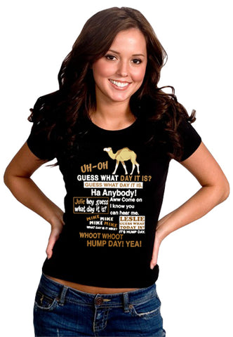 Hump Day Camel Girl's T-Shirt (Brown & White Print)