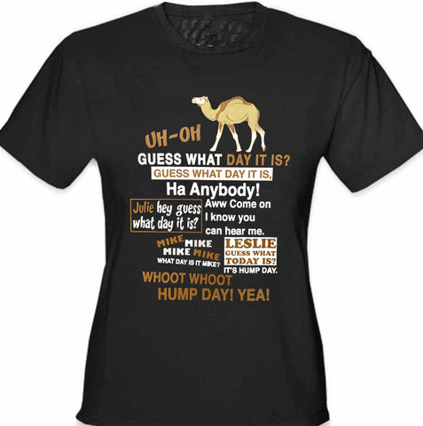 Hump Day Camel Girl's T-Shirt (Brown & White Print)