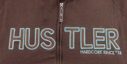 Hustler Zip Up Hoodie (Brown) ,Medium)